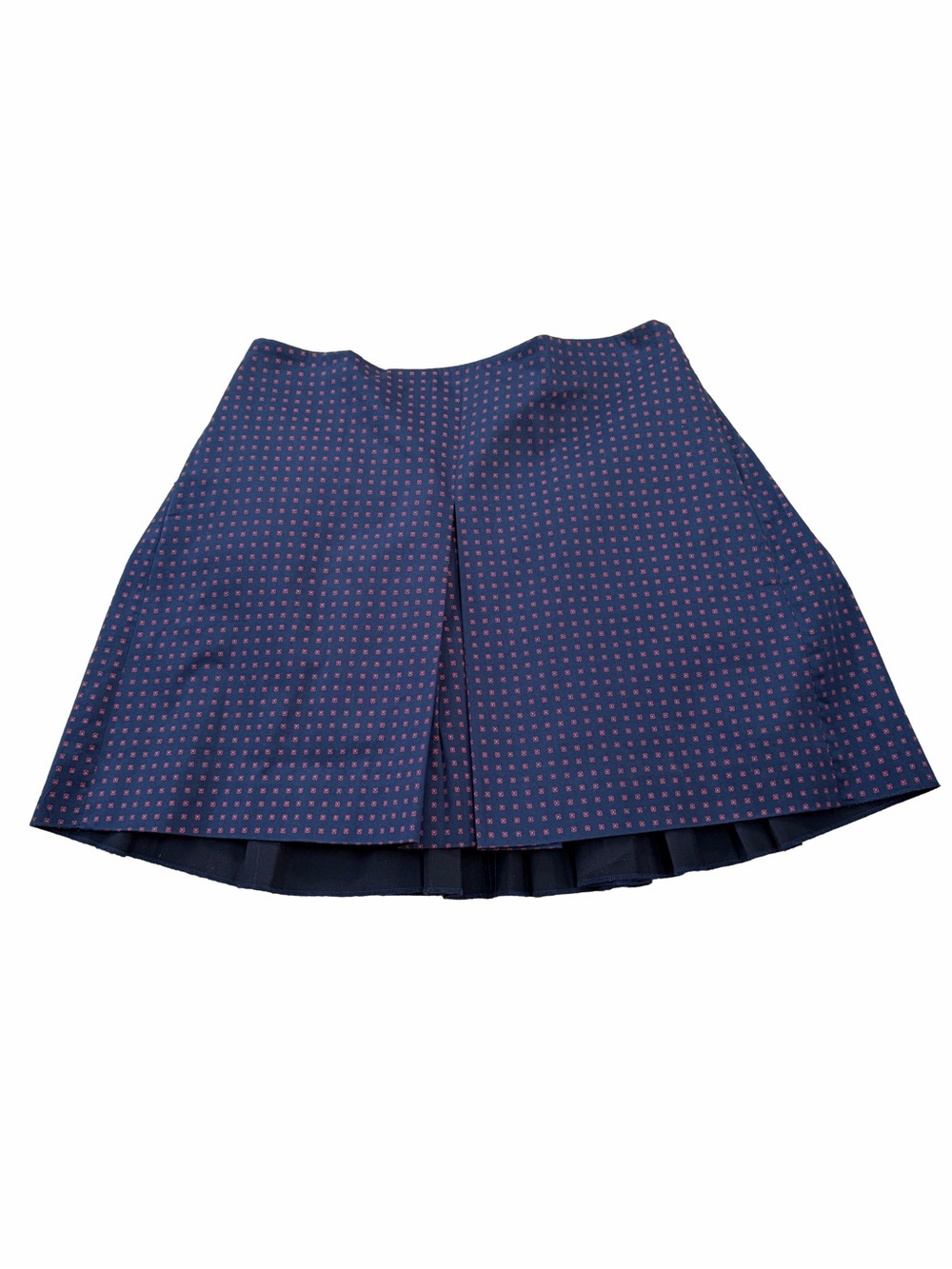 Tory Burch Women’s Size 4 Klarissa Pleated Mini Skirt Navy Blue Geometric